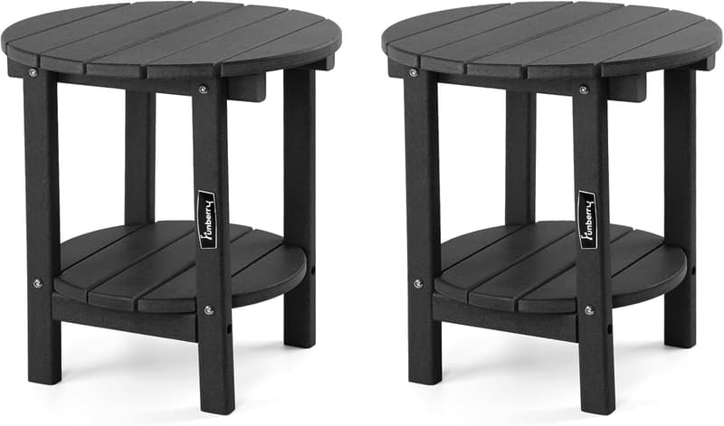 Outdoor Adirondack Side Table Set of 2 - All-Weather HDPE