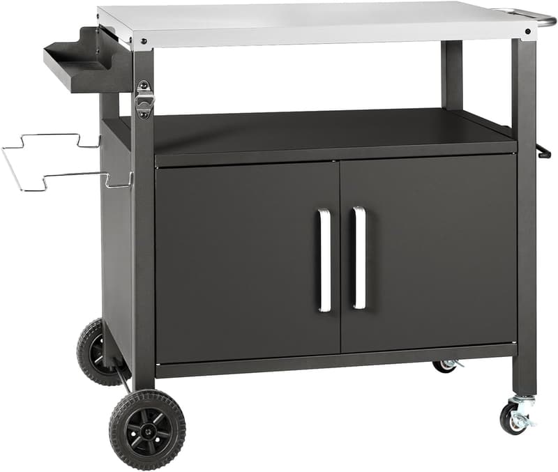 Multifunctional Outdoor BBQ Grill Cart with Storage