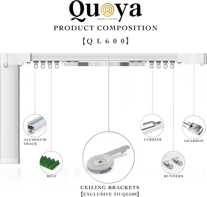 Motorized Smart Curtain Track - Adjustable Length, Alexa Compatible