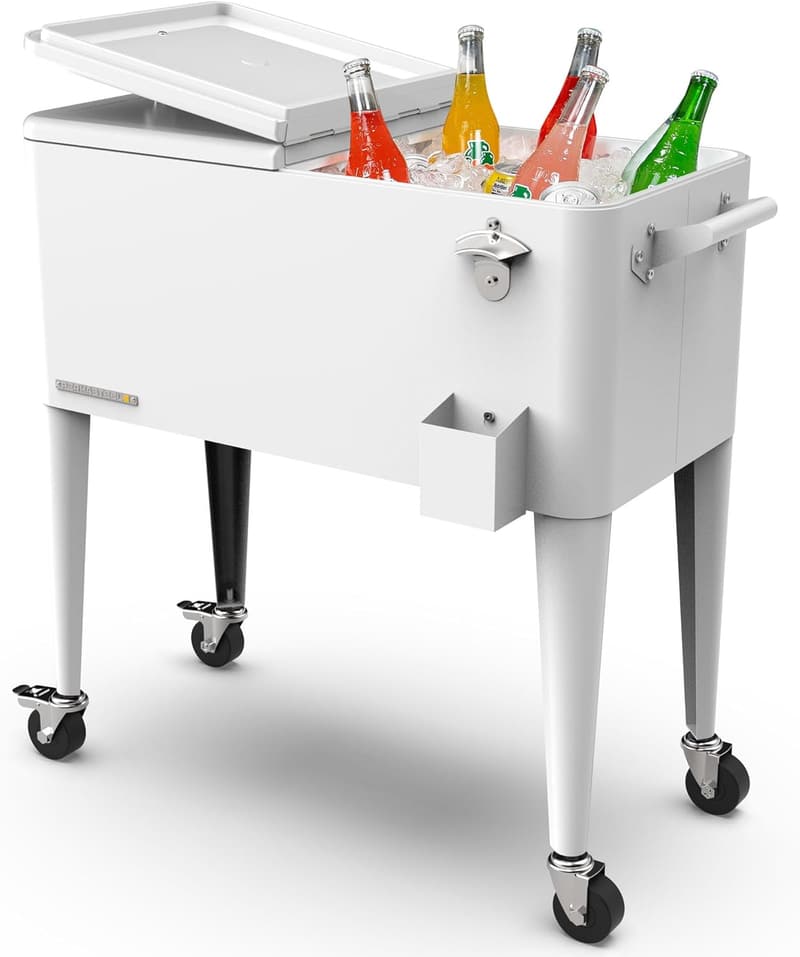 Classic 80-Qt Outdoor Patio Cooler Cart with Wheels