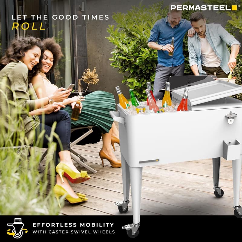 Classic 80-Qt Outdoor Patio Cooler Cart with Wheels