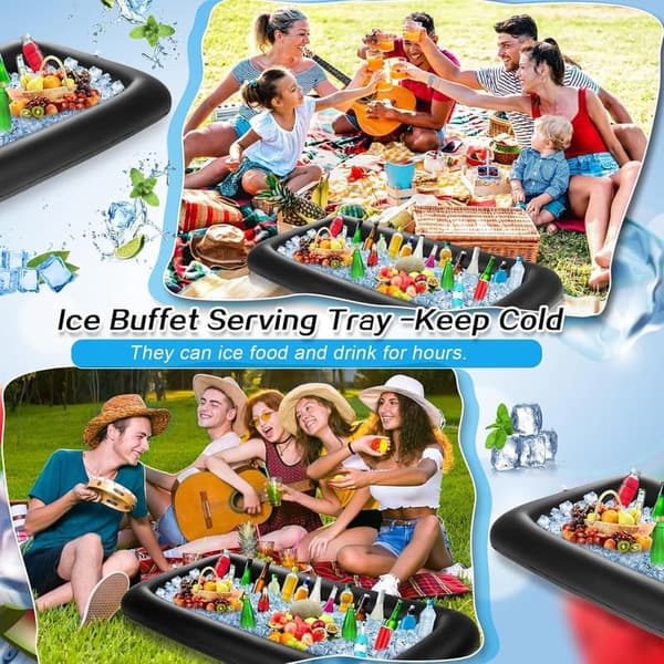 Inflatable Serving Bar with Drain Plug for Party Buffet - Black