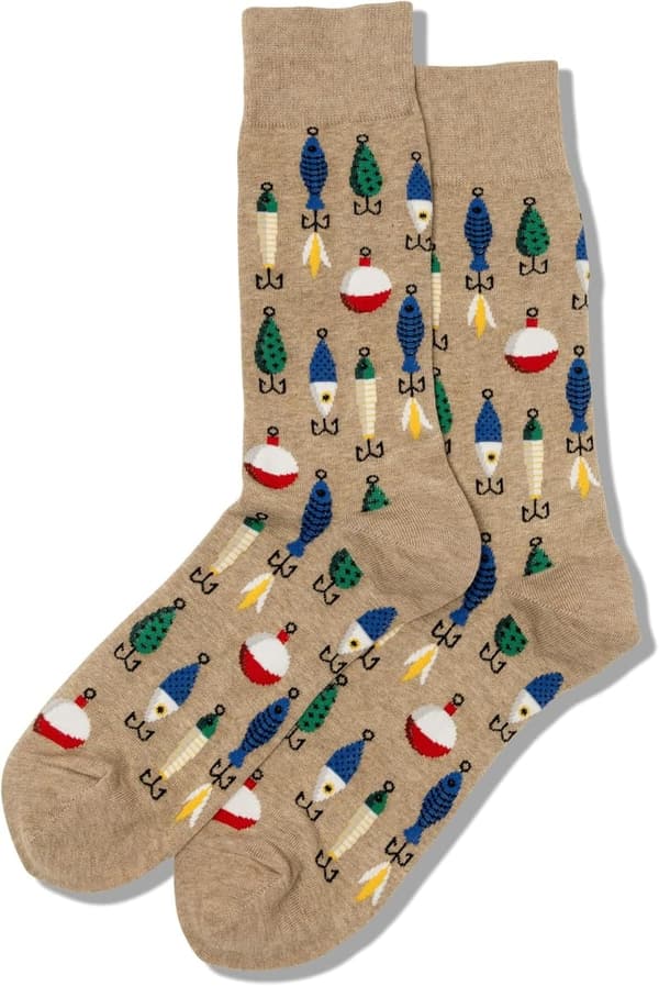 Fun Fishing Crew Socks for Men - Cool Outdoor Gift