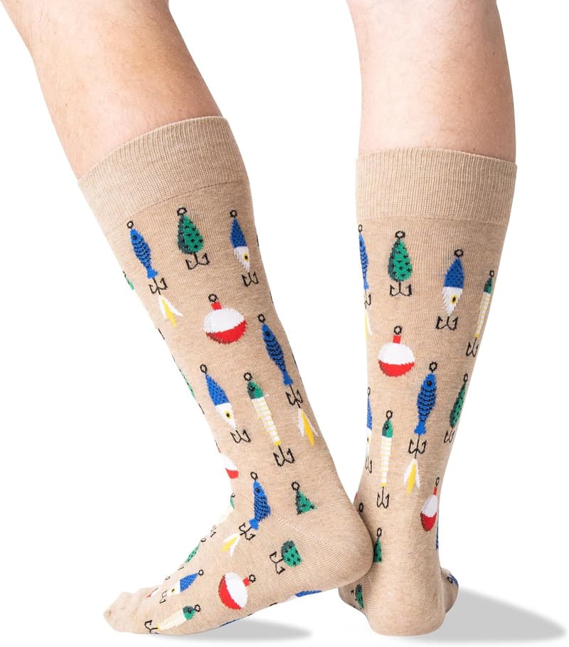 Fun Fishing Crew Socks for Men - Cool Outdoor Gift