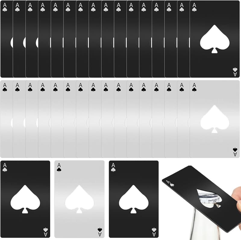 Stainless Steel Poker Card Bottle Openers - Groomsmen Gifts