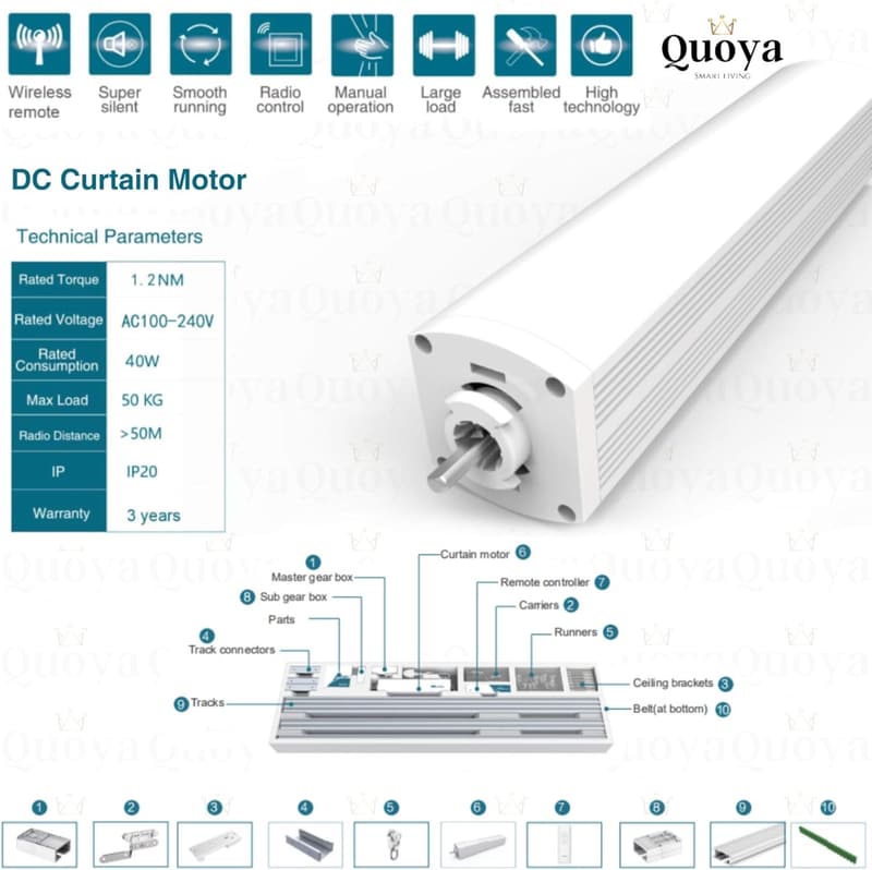 Smart Electric Curtain System with Alexa Integration - 3m Rail