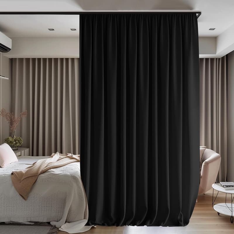 Ceiling-Mount Room Divider Curtains with Blackout Panels