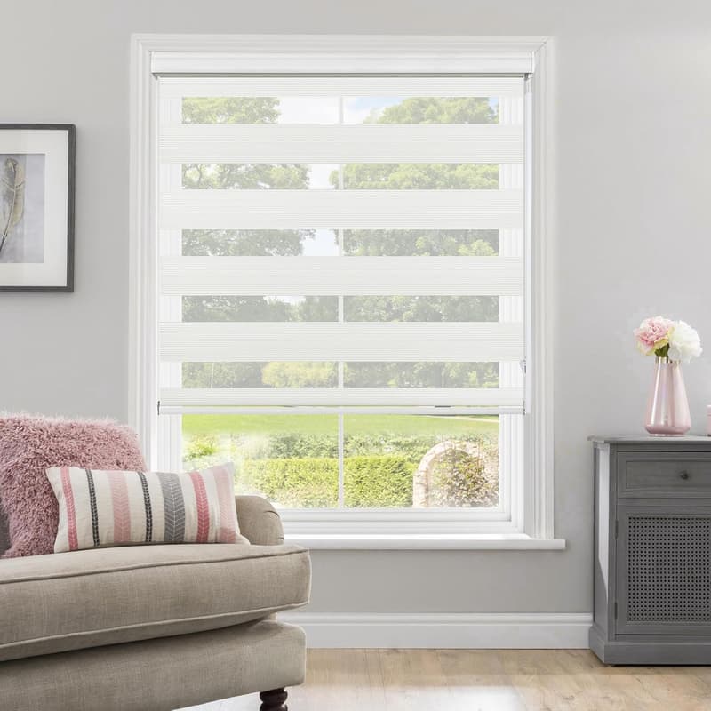 Dual Layer Roller Sheer Shades - White Zebra, 20