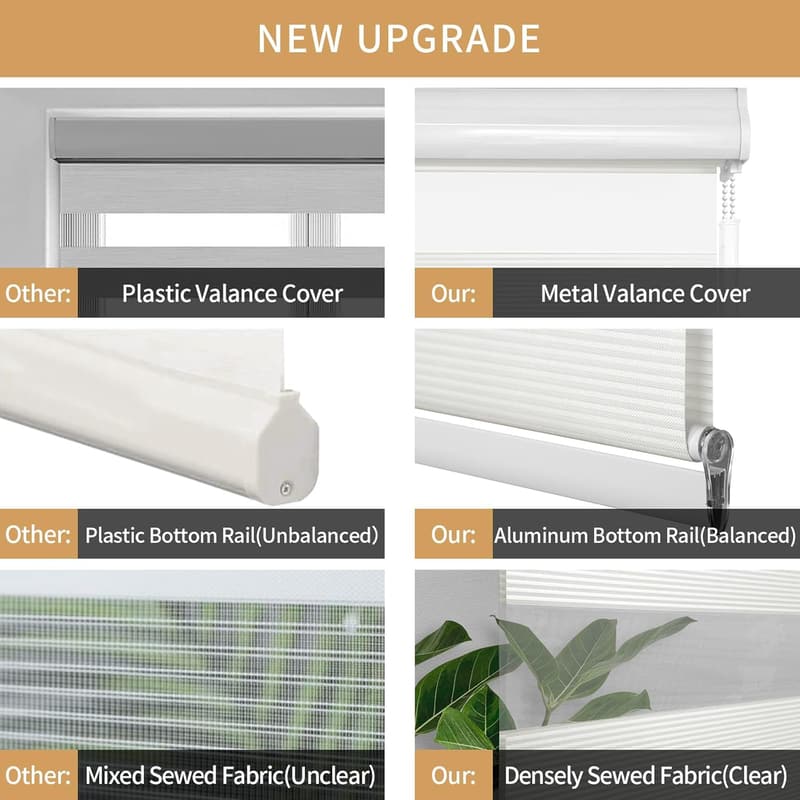 Dual Layer Roller Sheer Shades - White Zebra, 20