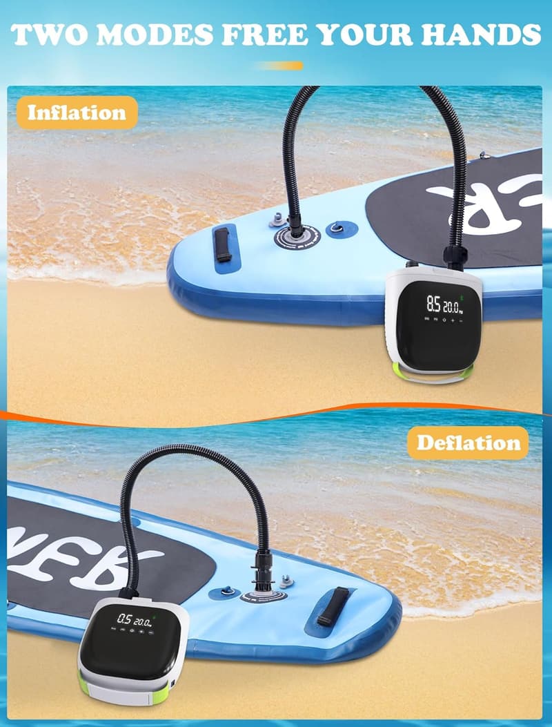 12V Electric Paddle Board Pump with Auto-Off for Inflatable SUPs