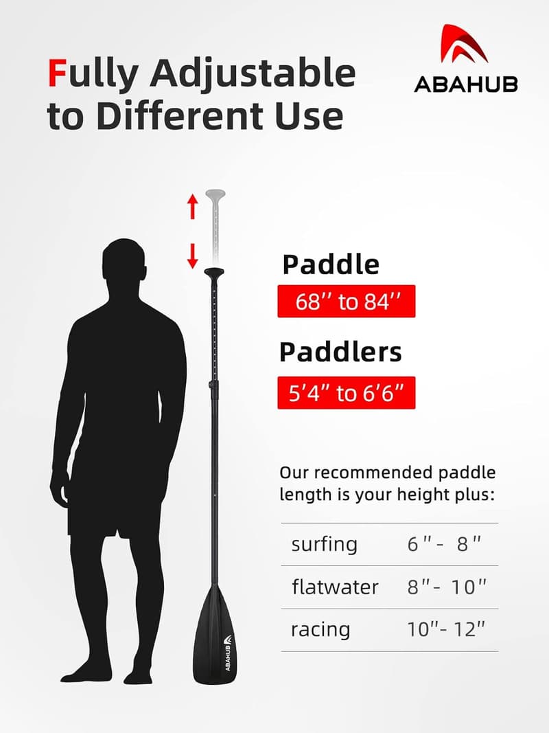 Adjustable SUP Paddle - Lightweight 3-Piece Paddleboard Oar 68