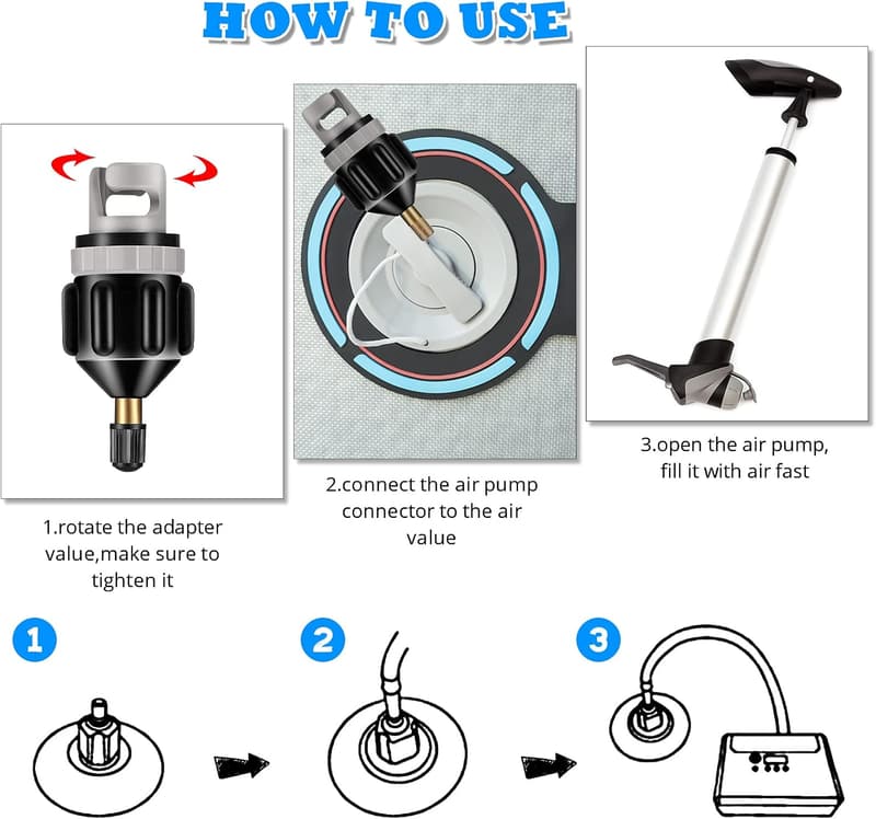 Inflatable Boat SUP Pump Adapter for Kayaks and Paddle Boards