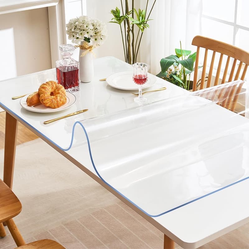 Clear Vinyl Table Cover Protector Mat for Easy Cleaning - 20x79 in.
