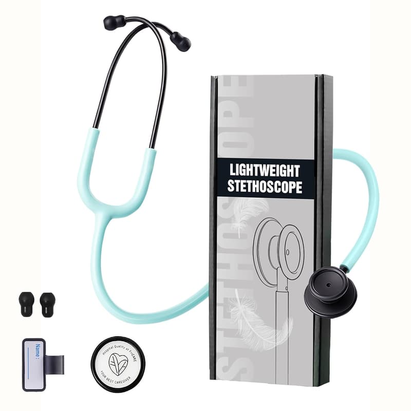 Dual Head Stethoscope for Nurses & Medical Students - Pale Mint/Black