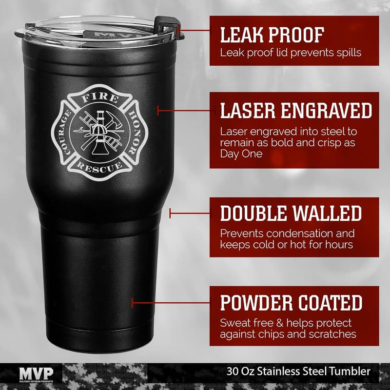 Firefighter Gift: 30 oz Vacuum Insulated Stainless Steel Tumbler