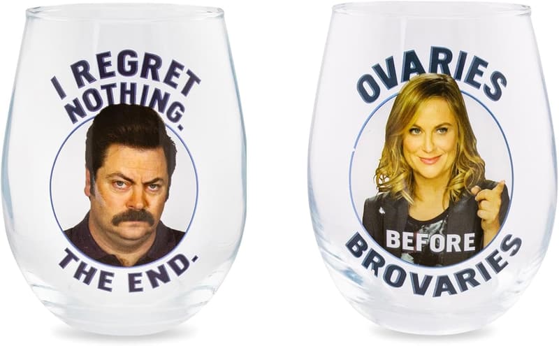 Ron and Leslie Stemless Wine Glass Set, 20 oz - Parks and Recreation