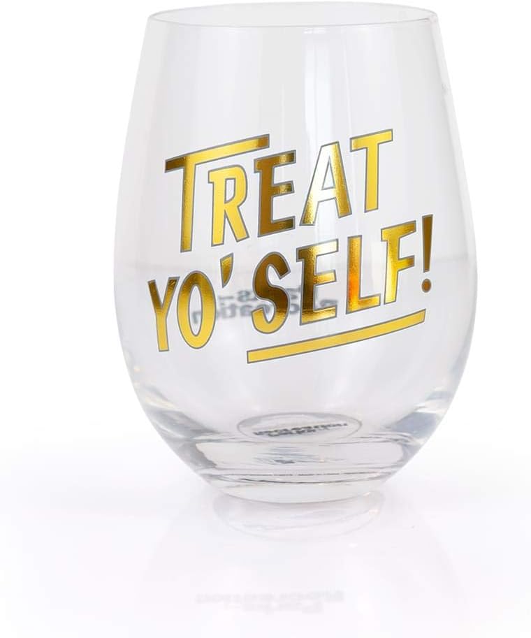 Treat Yo' Self Gold Stemless Wine Glass
