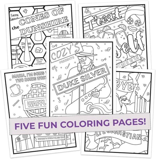 Parks and Rec Coloring Pages - Set of 5 Heavy Cardstock Designs