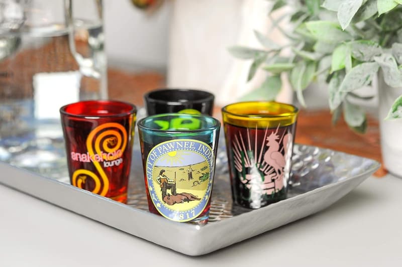 Parks and Recreation 4-Piece Shot Glass Set with Location Logos
