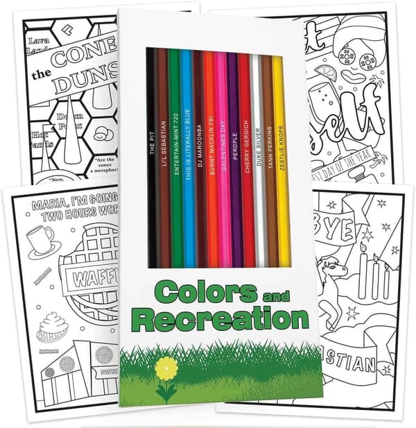 Parks & Rec Gift Set: 12 Foil-Stamped Colored Pencils & 5 Coloring Pages