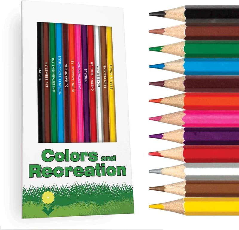 Parks & Rec Gift Set: 12 Foil-Stamped Colored Pencils & 5 Coloring Pages