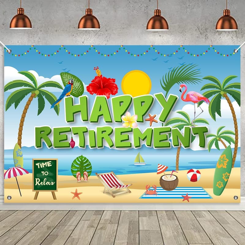 Luau Retirement Party Backdrop Banner for Summer Celebrations
