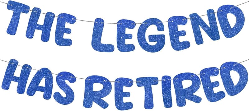 Retirement Party Glitter Banner Garland - 9.8 ft Decor for Him/Her