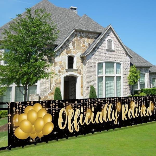 Happy Retirement Banner Decorations, Large Outdoor/Indoor Sign (9.8x1.6ft)