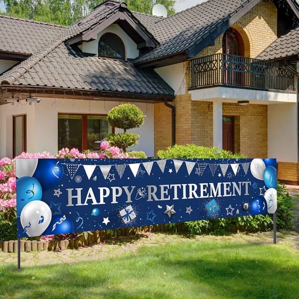 Retirement Party Backdrop Banner with Rope, 70.87 x 15.75 Inch
