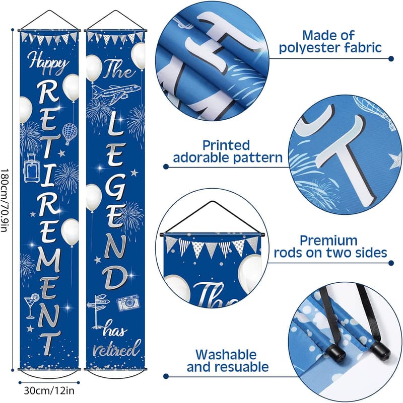 Retirement Banner Sign for Party Decoration - 71 x 12 Inches
