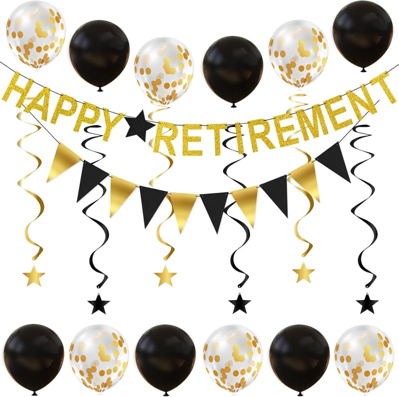Retirement Party Decorations - Banner, Garland, Balloons