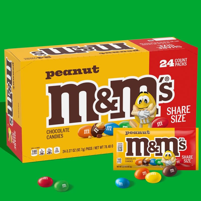 M&M'S Peanut Chocolate Candy, Full Size, 24-Pack