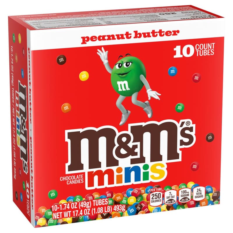 M&M'S Peanut Butter Chocolate Candy Tubes - Share Size, 10 Ct