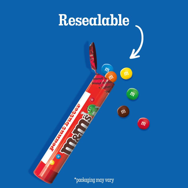 M&M'S Peanut Butter Chocolate Candy Tubes - Share Size, 10 Ct