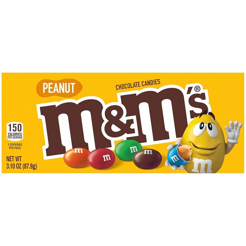 M&M's Peanut Chocolate Candy - Movie Theater Box, 3.1 oz (12-Pack)