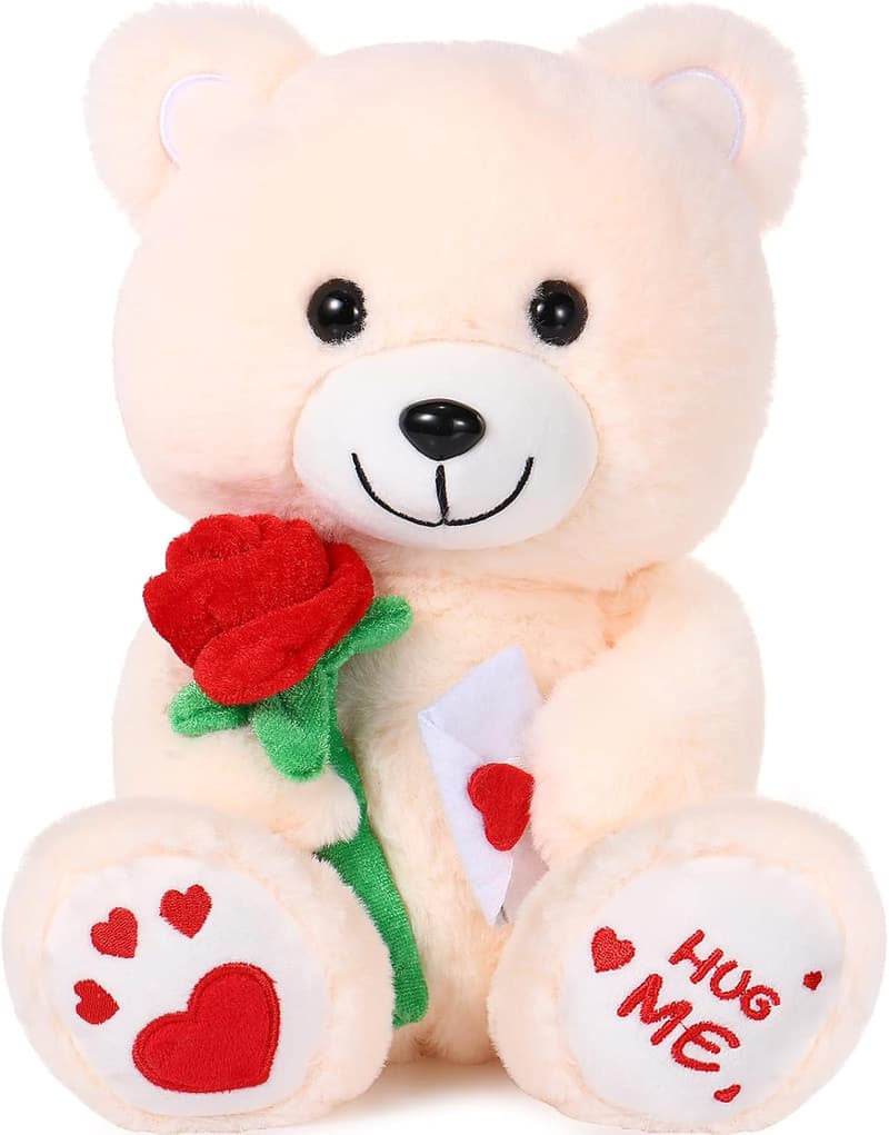 Mother's Day Bear Stuffed Animal Gift with Rose Plush