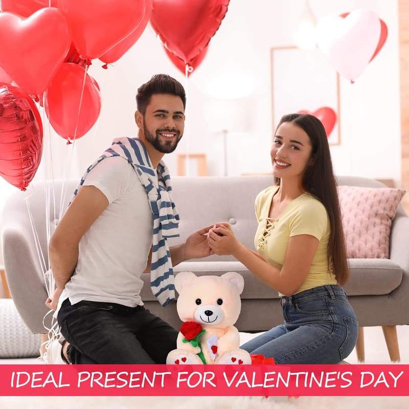 Mother's Day Bear Stuffed Animal Gift with Rose Plush