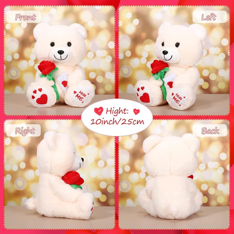 Mother's Day Bear Stuffed Animal Gift with Rose Plush