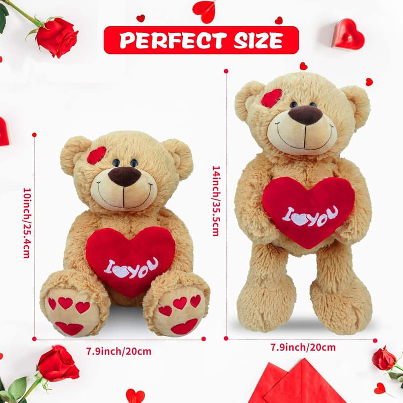 Valentine's Day Plush Teddy Bear with Heart Pillow