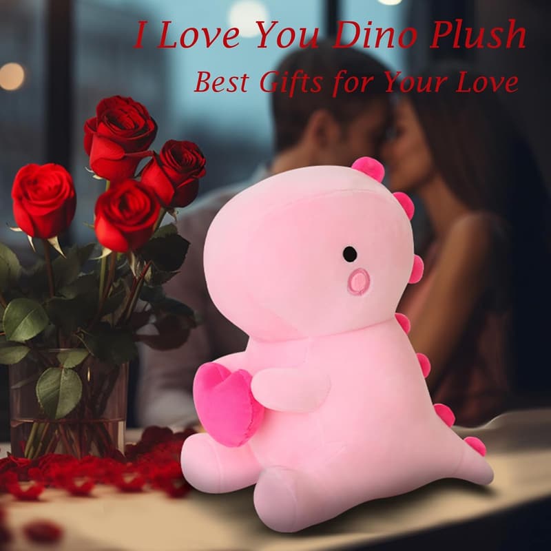 Valentine's Day Dinosaur Plush Toy with Heart - 12 inch