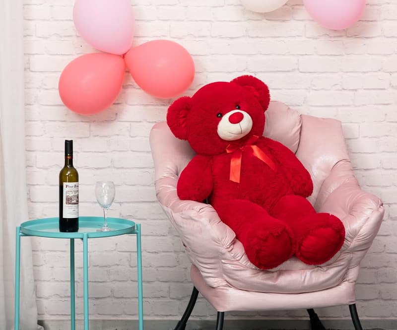 36-Inch Giant Teddy Bear Plush Toy with Red Ribbon for Girlfriend