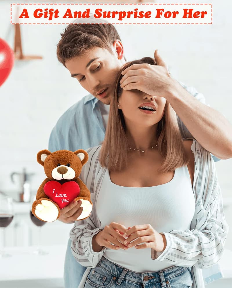 10'' Soft Plush Teddy Bear with Heart - Perfect Gift for Her