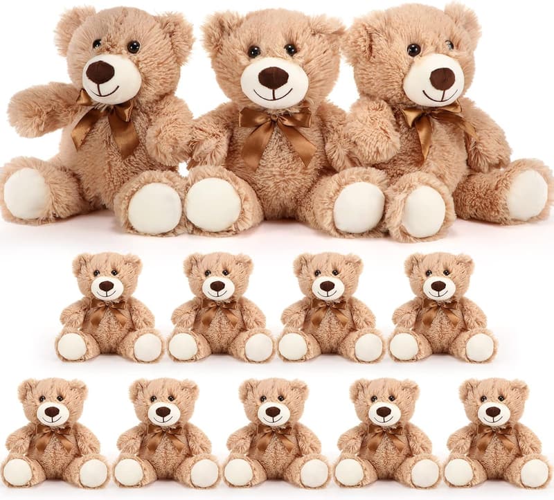 12 Valentine's Day Light Brown Plush Bear Stuffed Toys