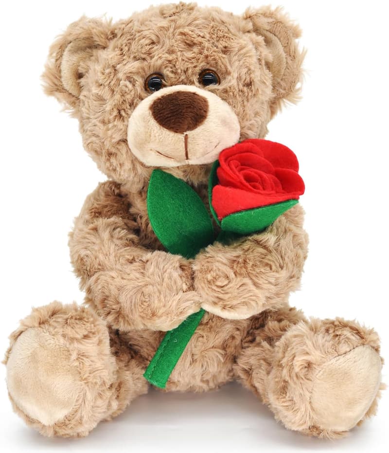 12'' Plush Teddy Bear with Rose - Gifts for Her
