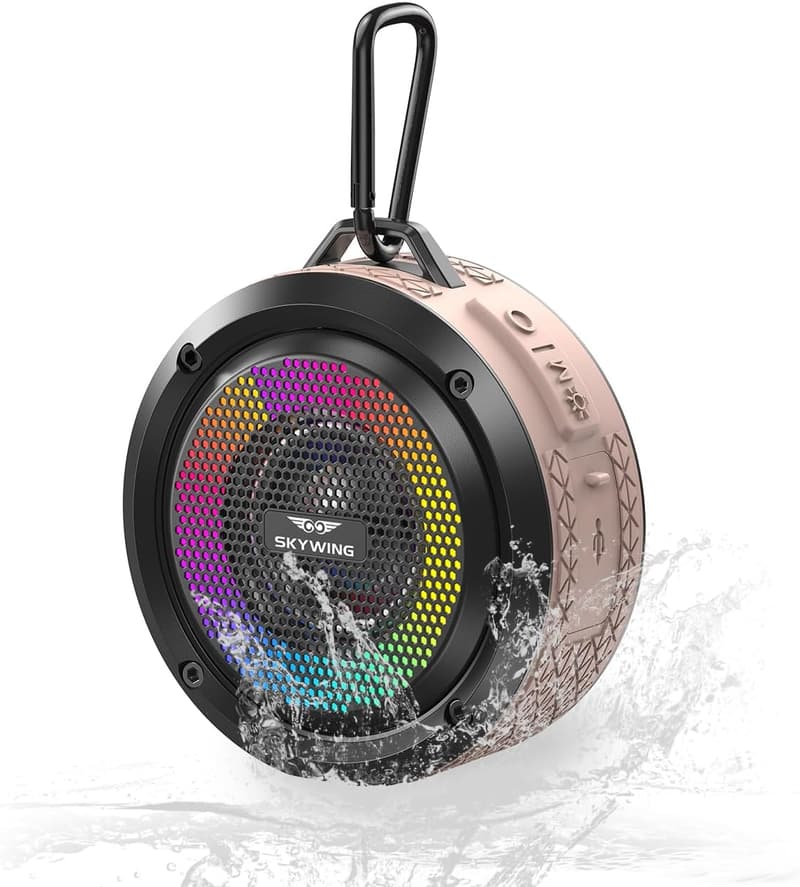 Waterproof Mini Bluetooth Shower Speaker with Lights (Pink)