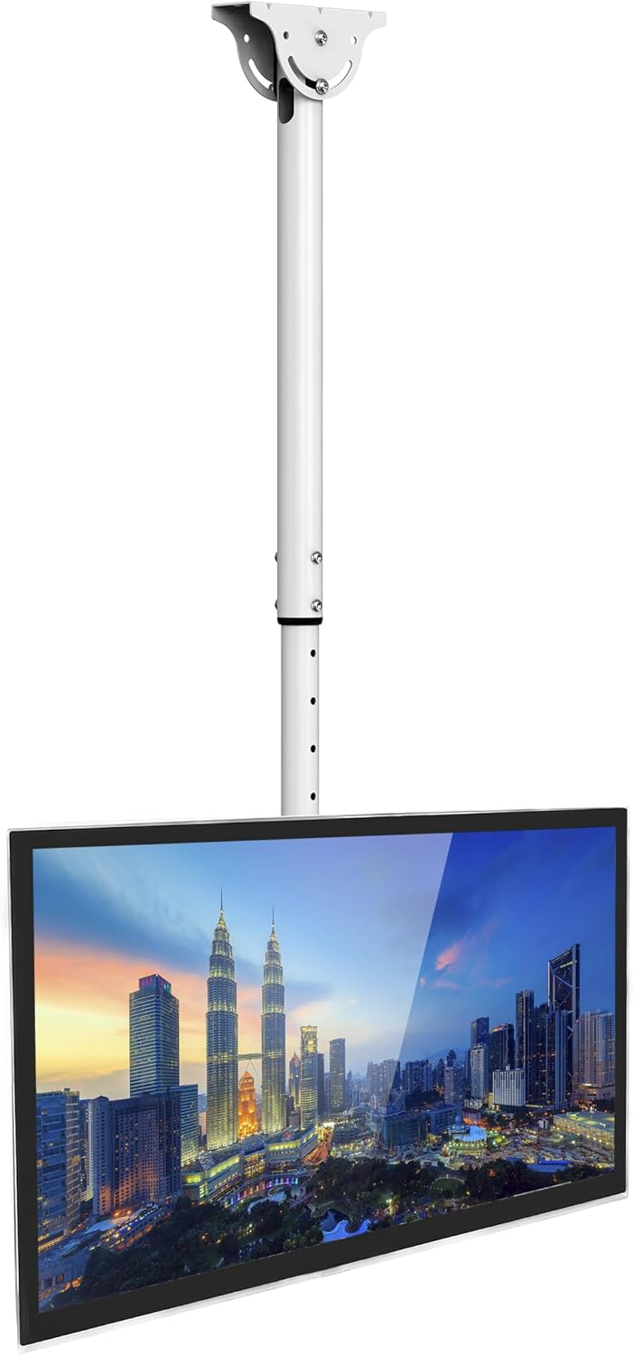 Adjustable Ceiling TV Mount for 40-70 Inch Screens, White