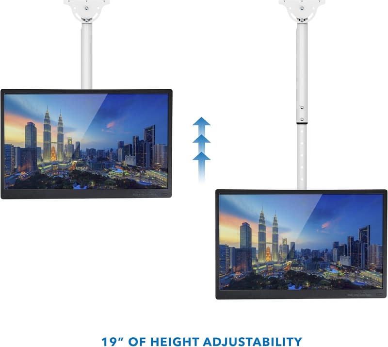 Adjustable Ceiling TV Mount for 40-70 Inch Screens, White