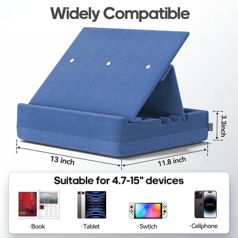 Multi-Angle Book Stand with Storage Organizer for Tablets & Phones