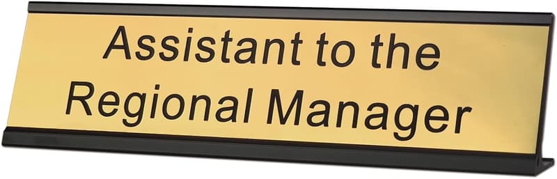 Novelty Name Plate for Desk - 2x8 Inch Gold with Holder