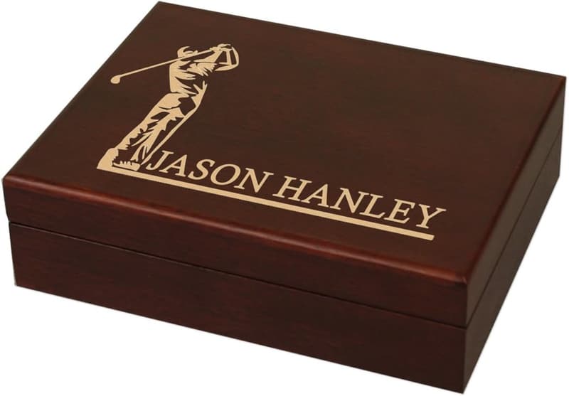 Personalized Mahogany Golf Ball Box for Him